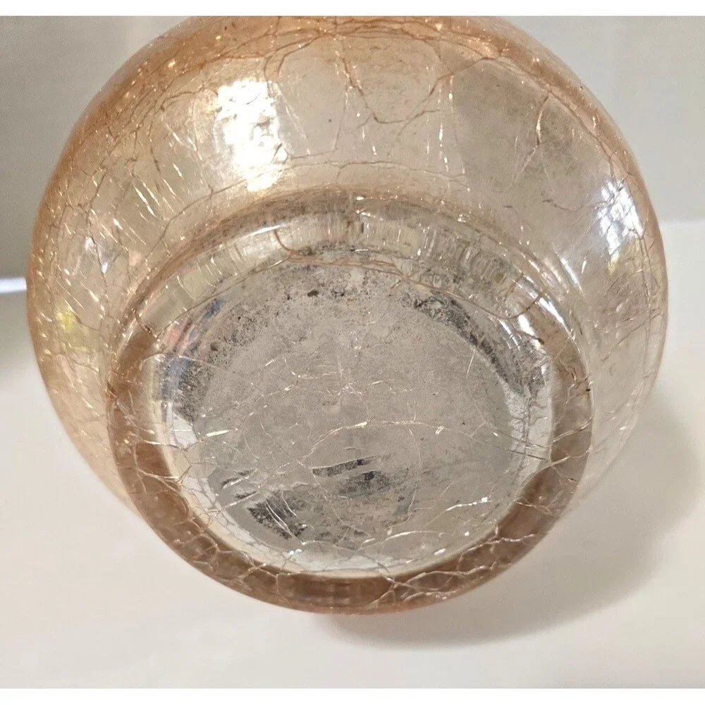 8" Gold Crackle Mercury Glass Candle Jar Holder Large Decorative Home Decor - Picture 4 of 6